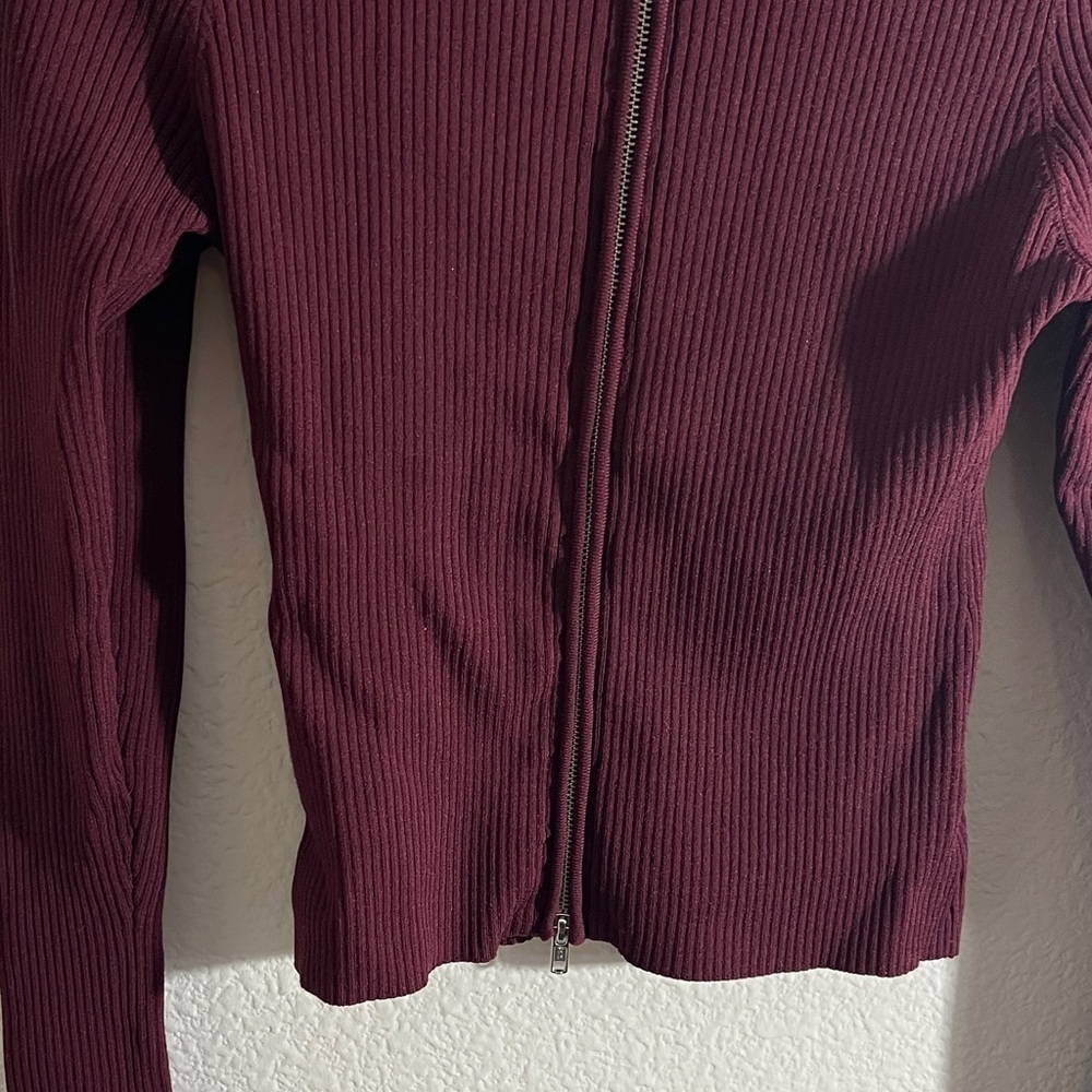 Good American Women’s sweater Virgo Rib Zip Front knit long sleeve winter Sz XL - Picture 5 of 7